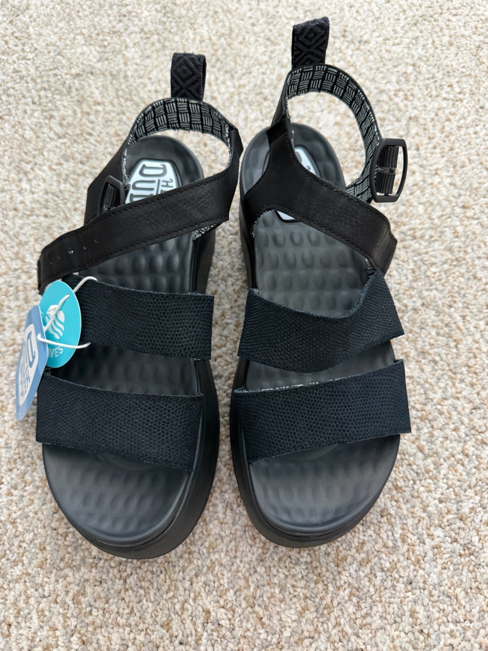 Hey Dude Black Open-Toe Women's Sandals with Adjustable Straps